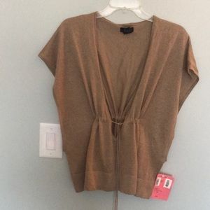 FRENCH LADIES GOLD THREAD TAN TOP NORDSTROMS XS NWT